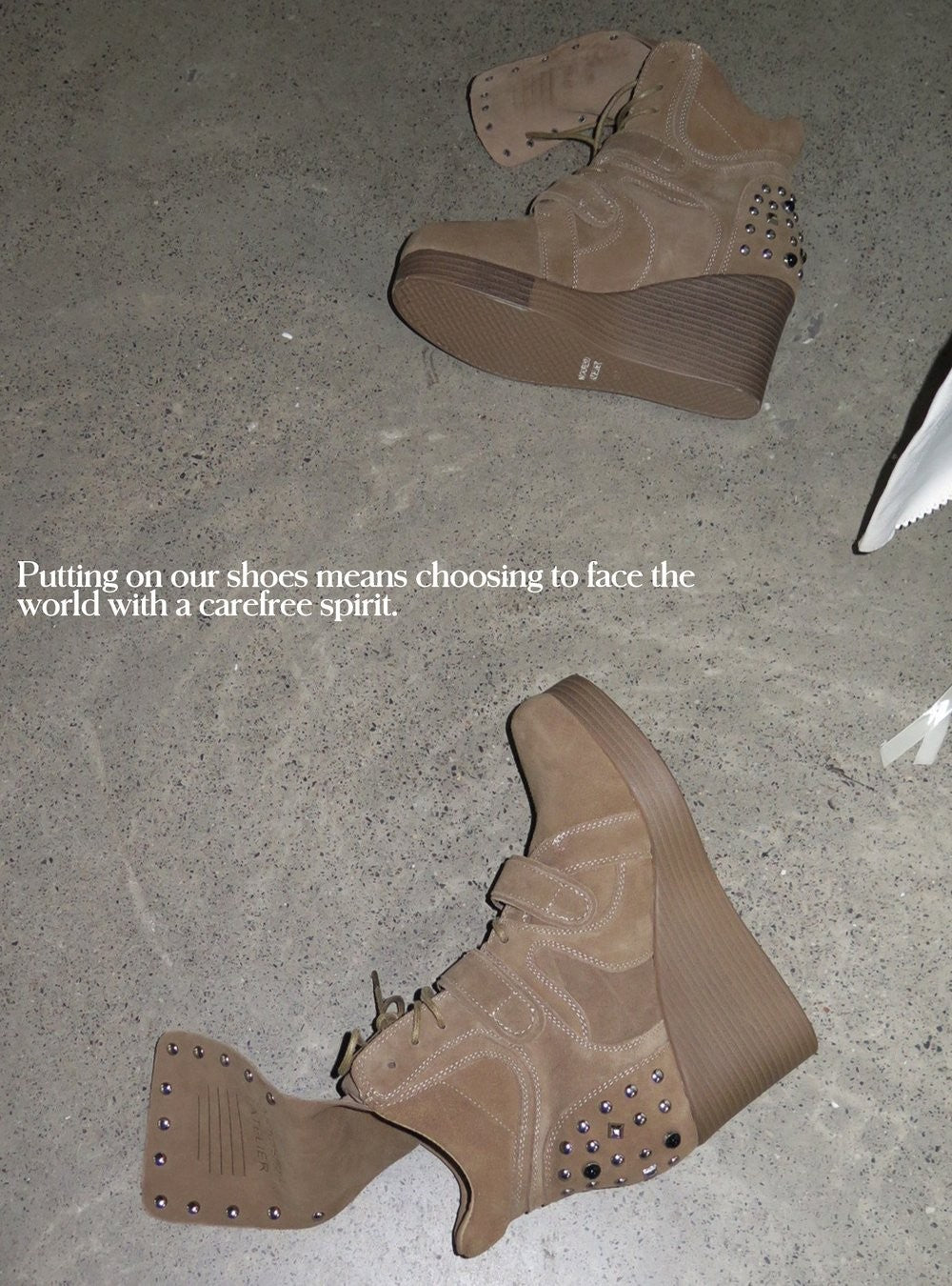 Rust Stud Wedge Boots