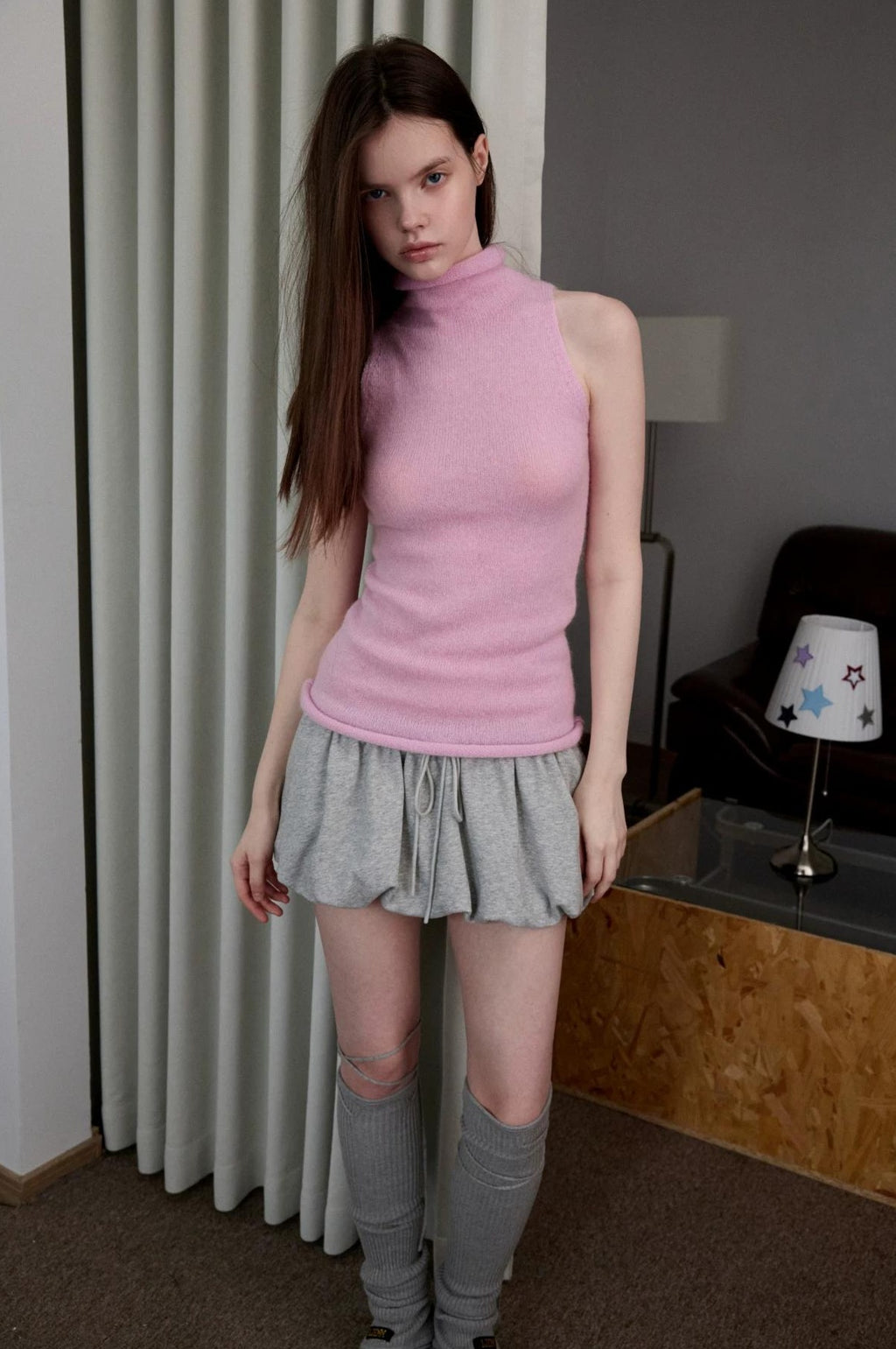 1JINN STUDIO | HIGH NECK MOHAIR KNIT TOP【ID:TN00069】