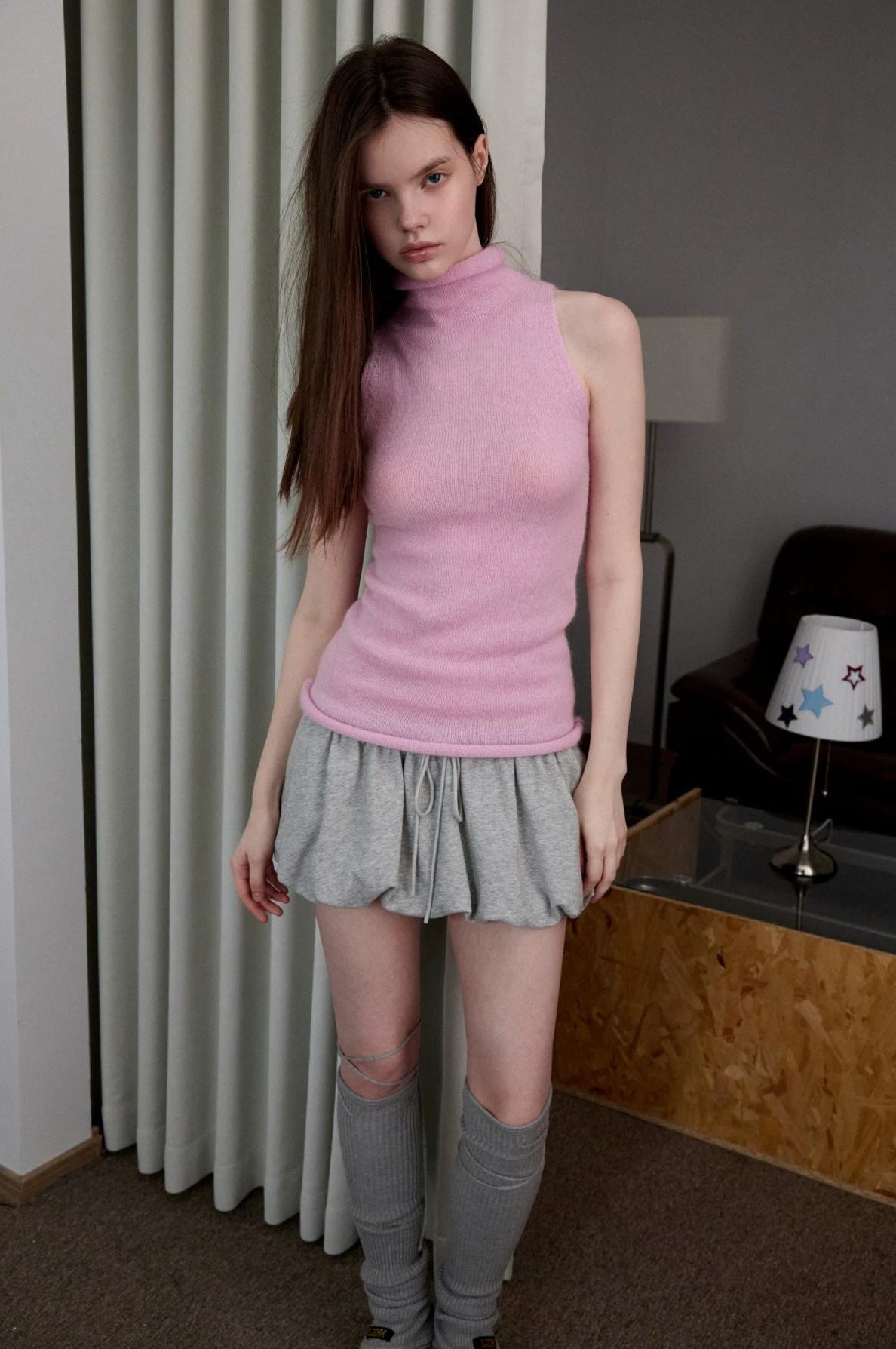 1JINN STUDIO | HIGH NECK MOHAIR KNIT TOP【ID:TN00069】