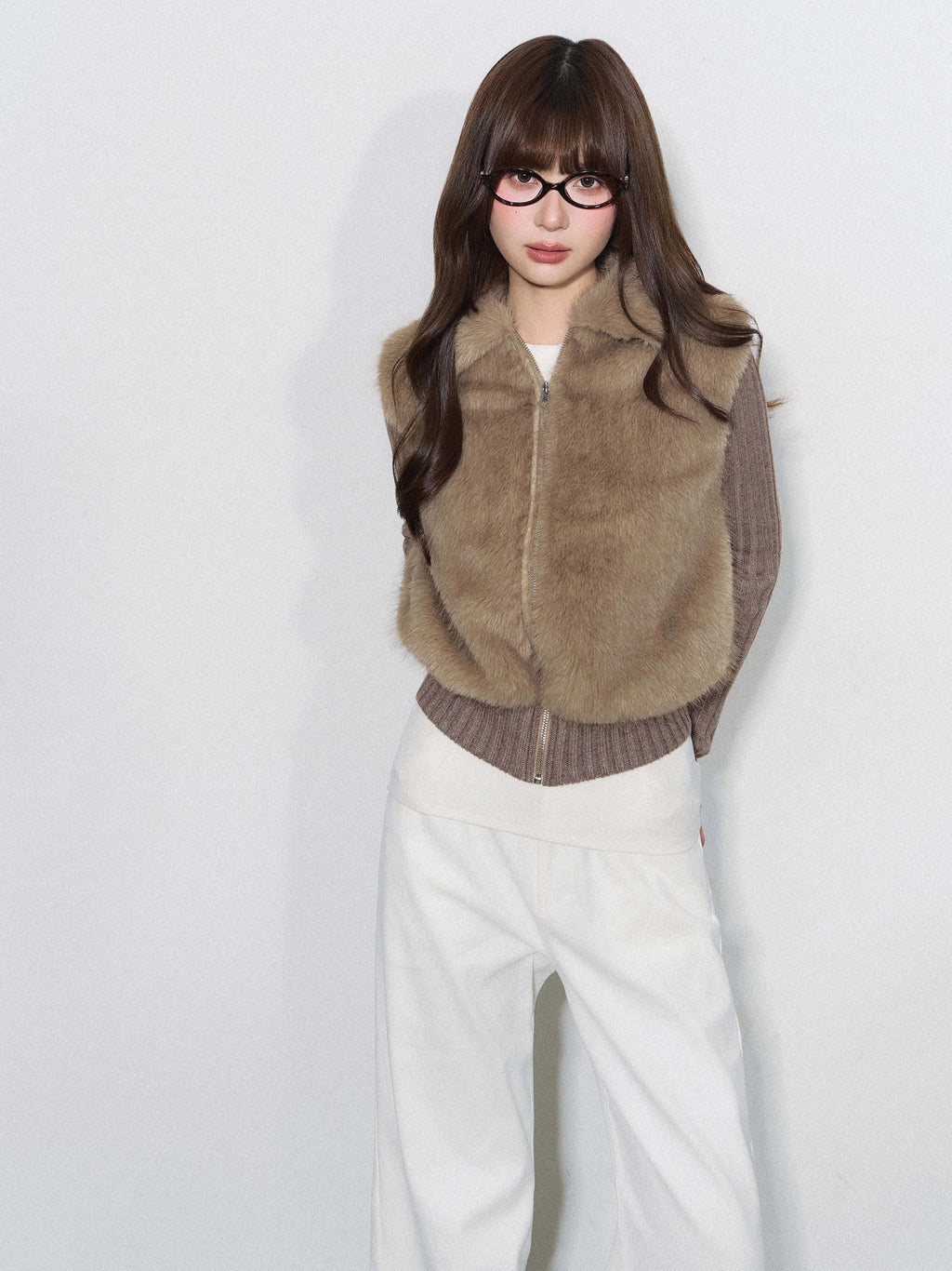 THELIGHT | FURRY SPLICED SHORT COAT【ID:TN00095】