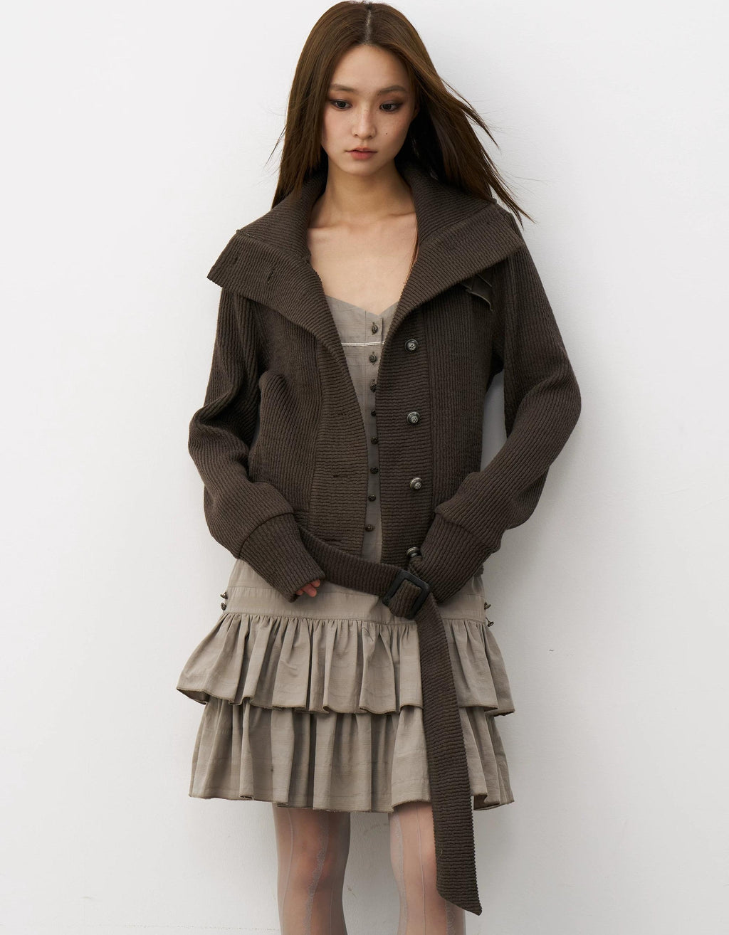 THELIGHT | LACE SHOULDER KNIT JACKET【ID:TN00115】