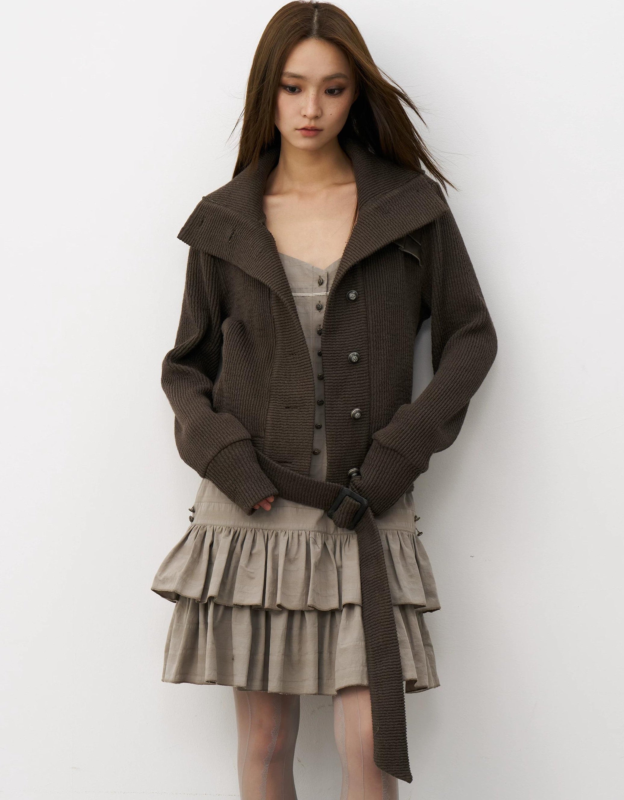 THELIGHT | LACE SHOULDER KNIT JACKET【ID:TN00115】