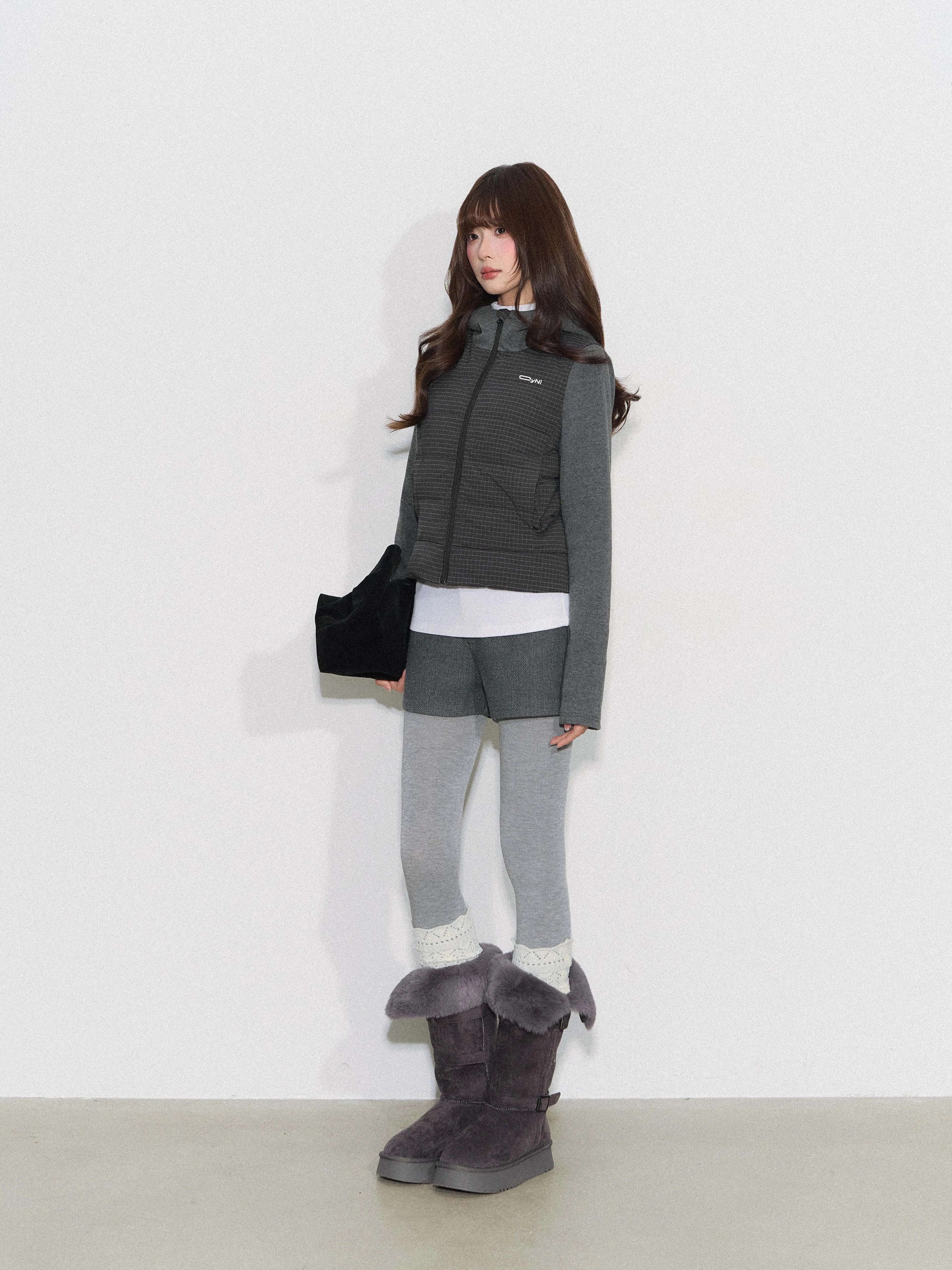 THELIGHT | PLAID SPLICE HOODED JACKET【ID:TN00094】