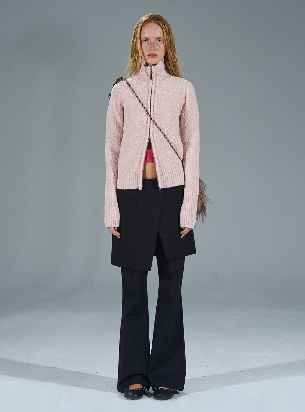 Cloud Texture High-Neck Zip Knit (2color)