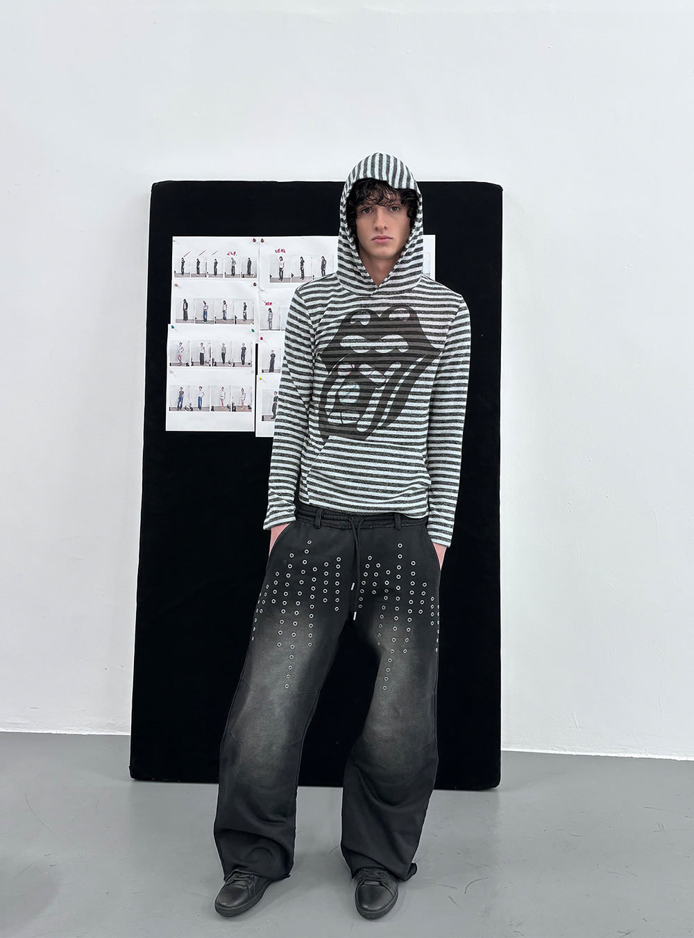 Silver Void Eyelet Baggy Pants