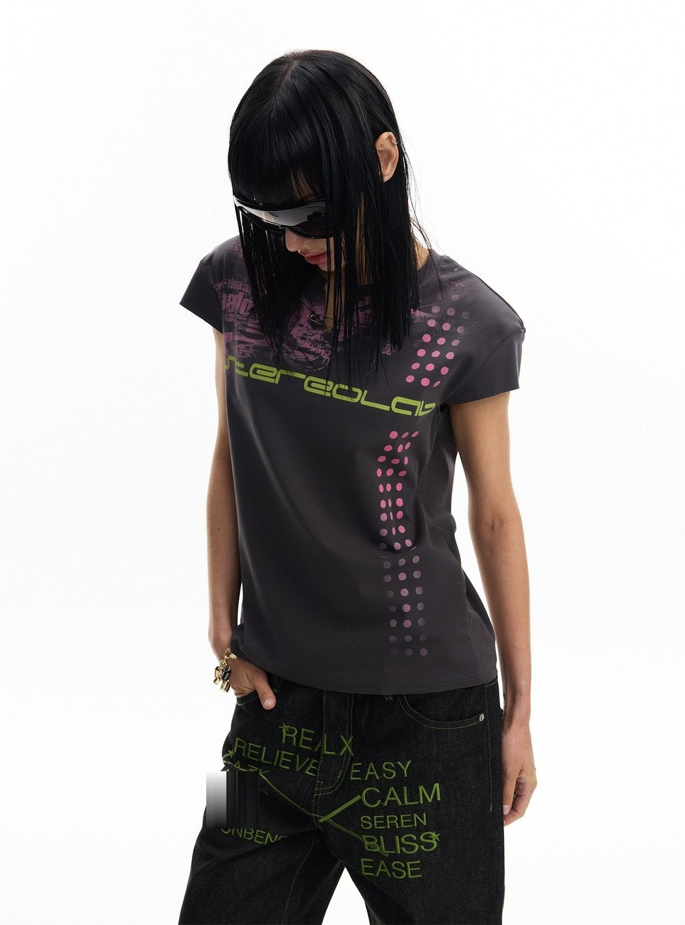 Whirl Dot Wing Sleeve Top