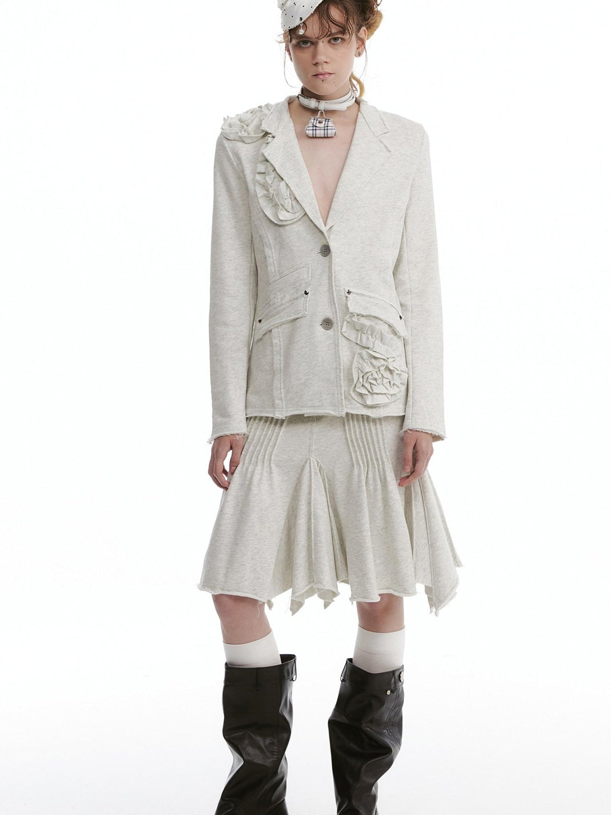 Slim Blazer Two Piece Long Sleeve High Waist Casual Women Top & Skirt Sets