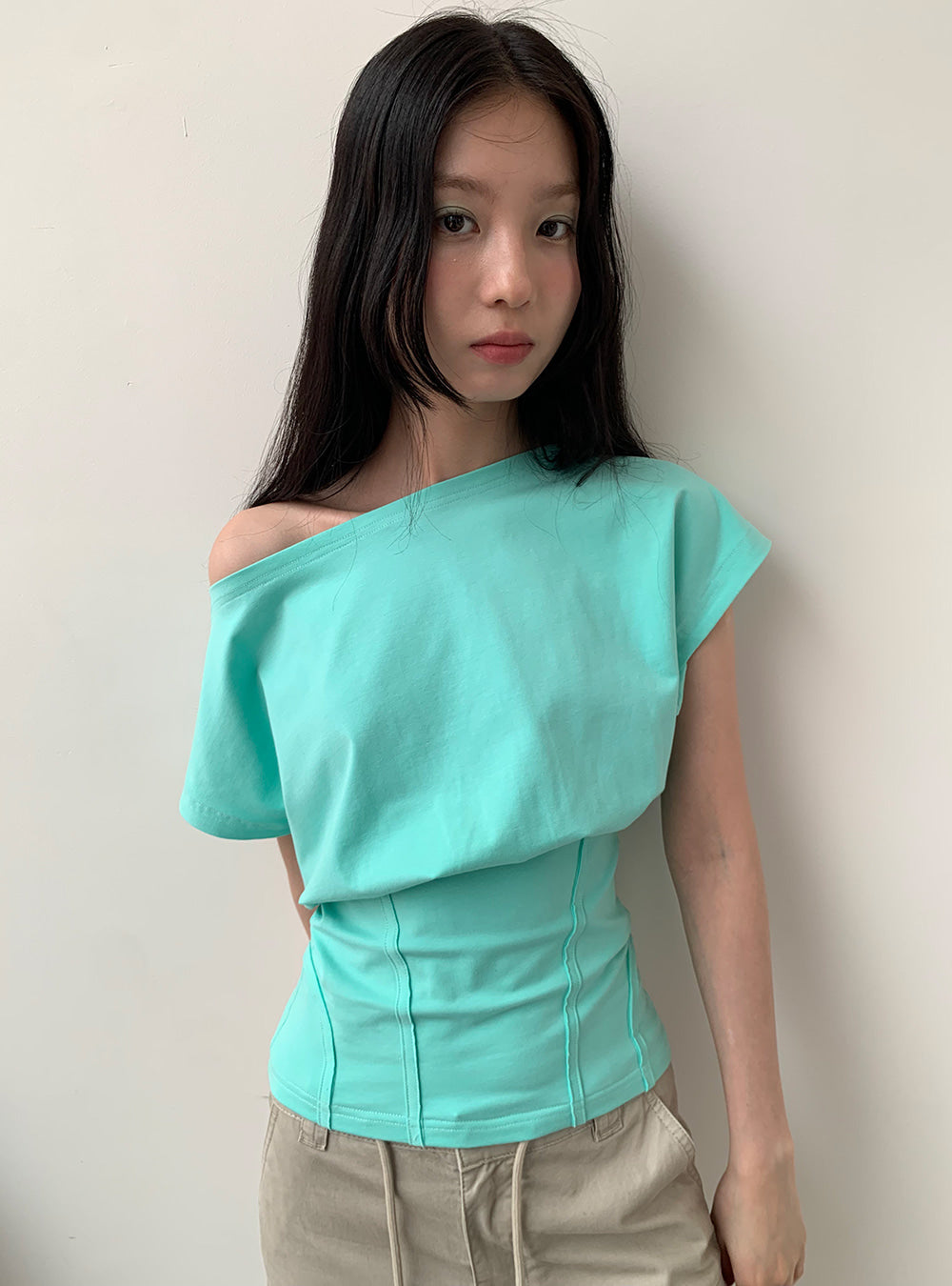 Mint Charcoal Off-Shoulder Top (2color)