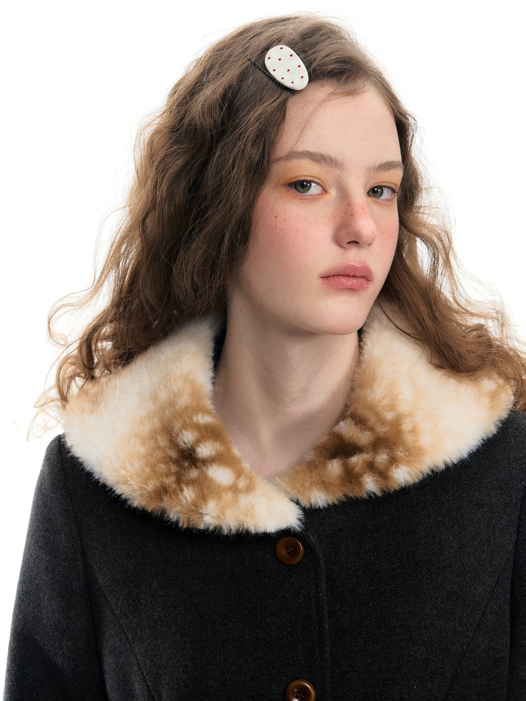 Romance Nanci Detachable Deer-Collar Wool Coat