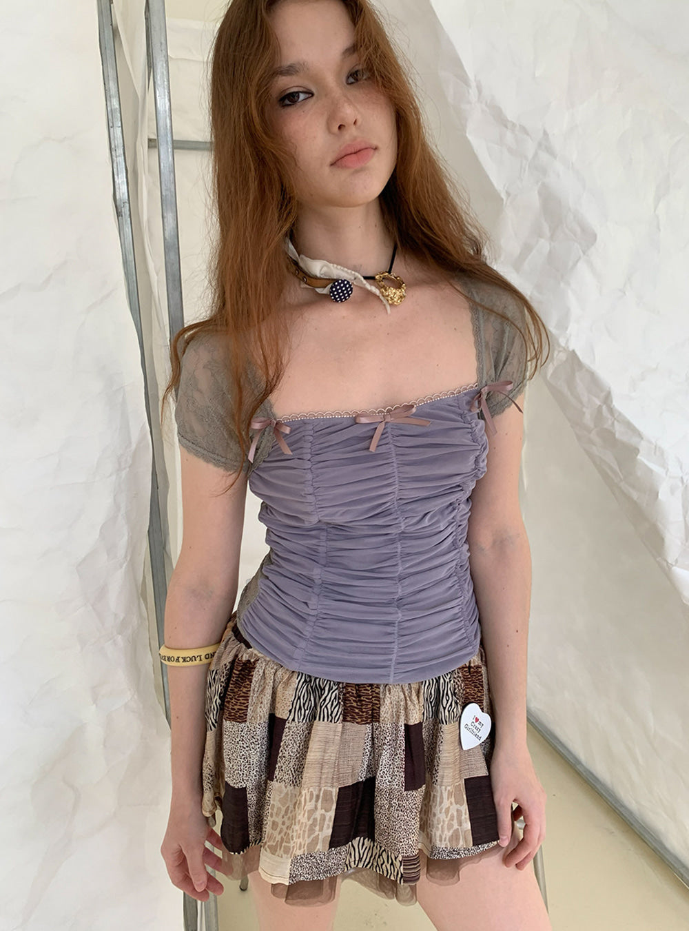 Lavender Lace Ruched Top