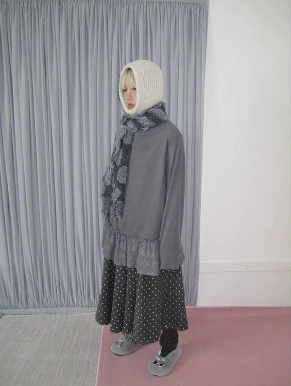 3months | LACE SPLICED HIGH NECK TOP【ID:TN00032】