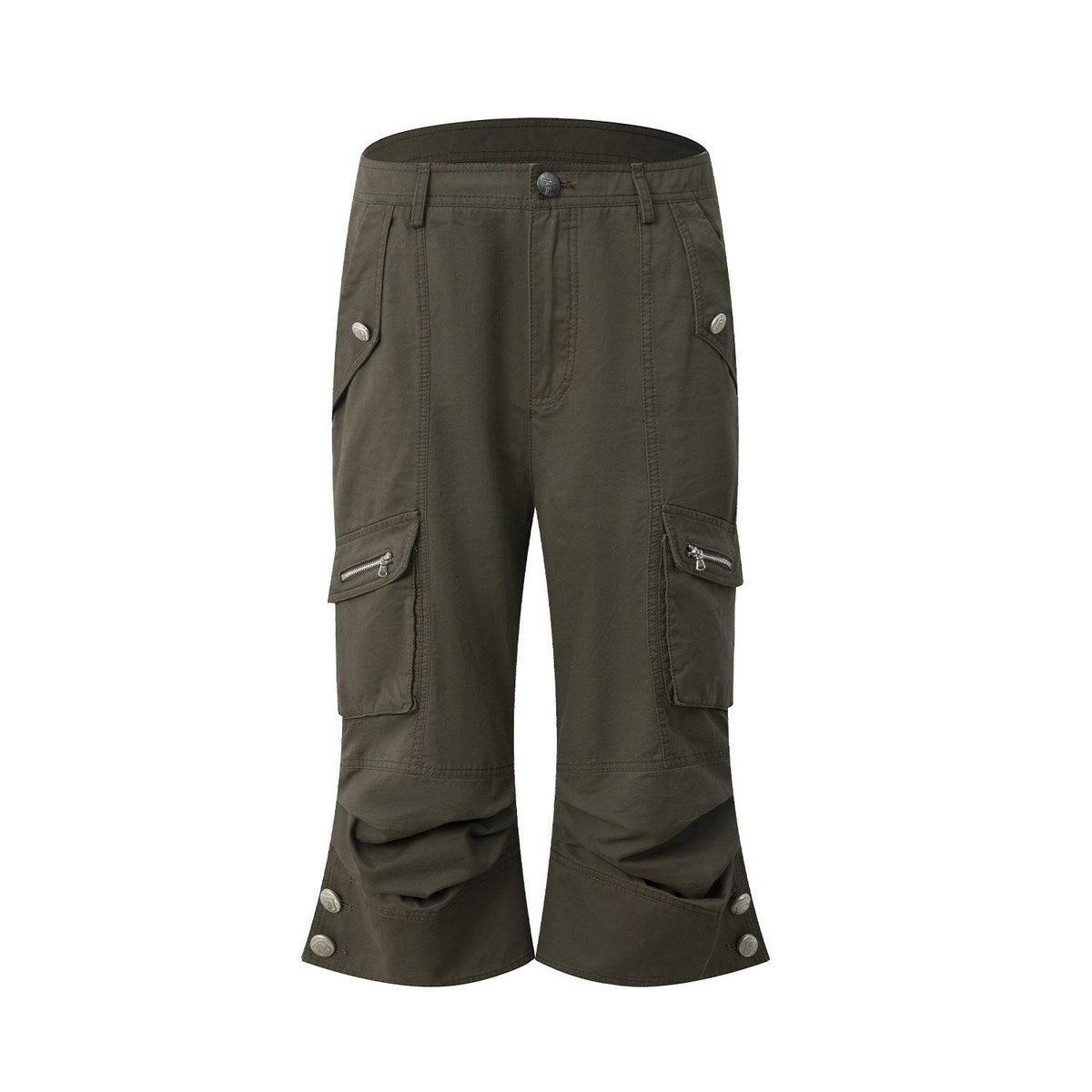 Vintage Biker Washed Cargo Women'S Cotton Flare Cropped Pants