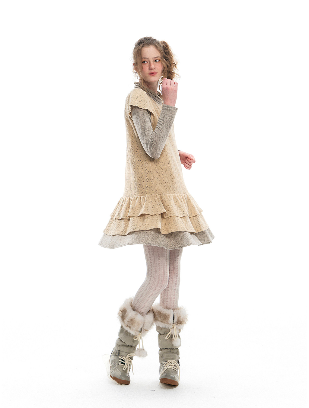 Romance Nanci Layered Funnel-Neck Dress