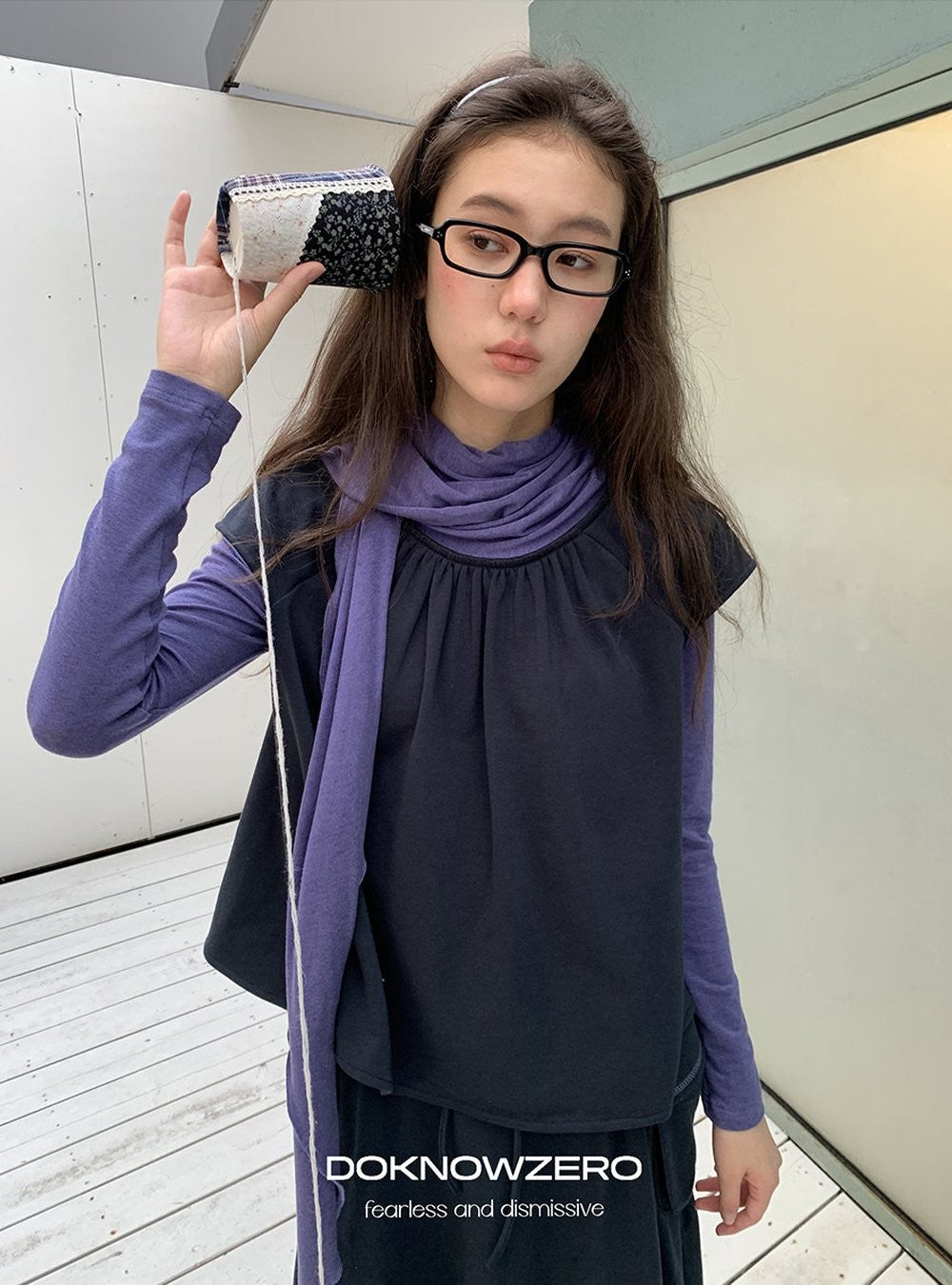 Scarf Layered Sleeve Top