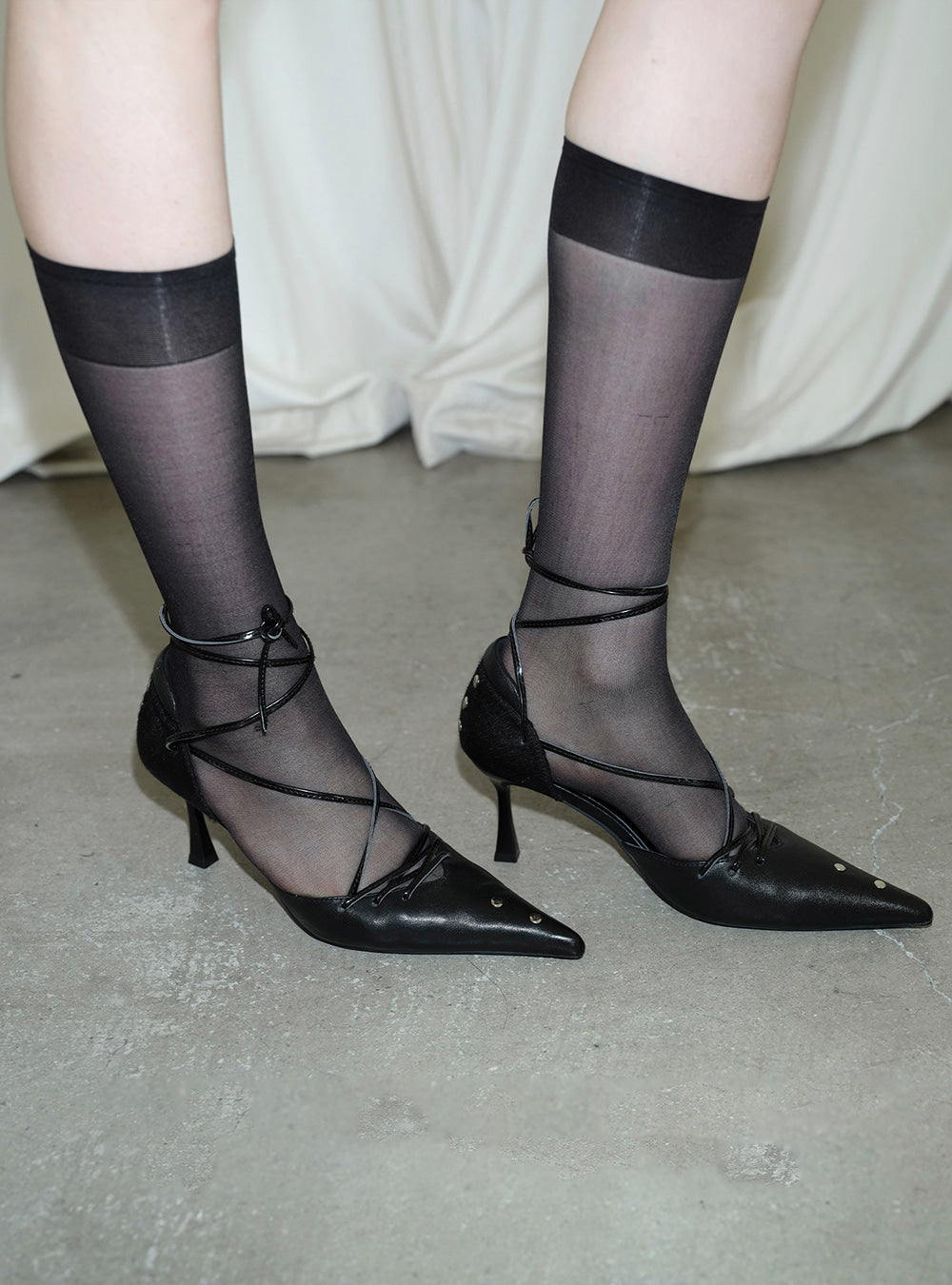 Noir Veil Lace Heels