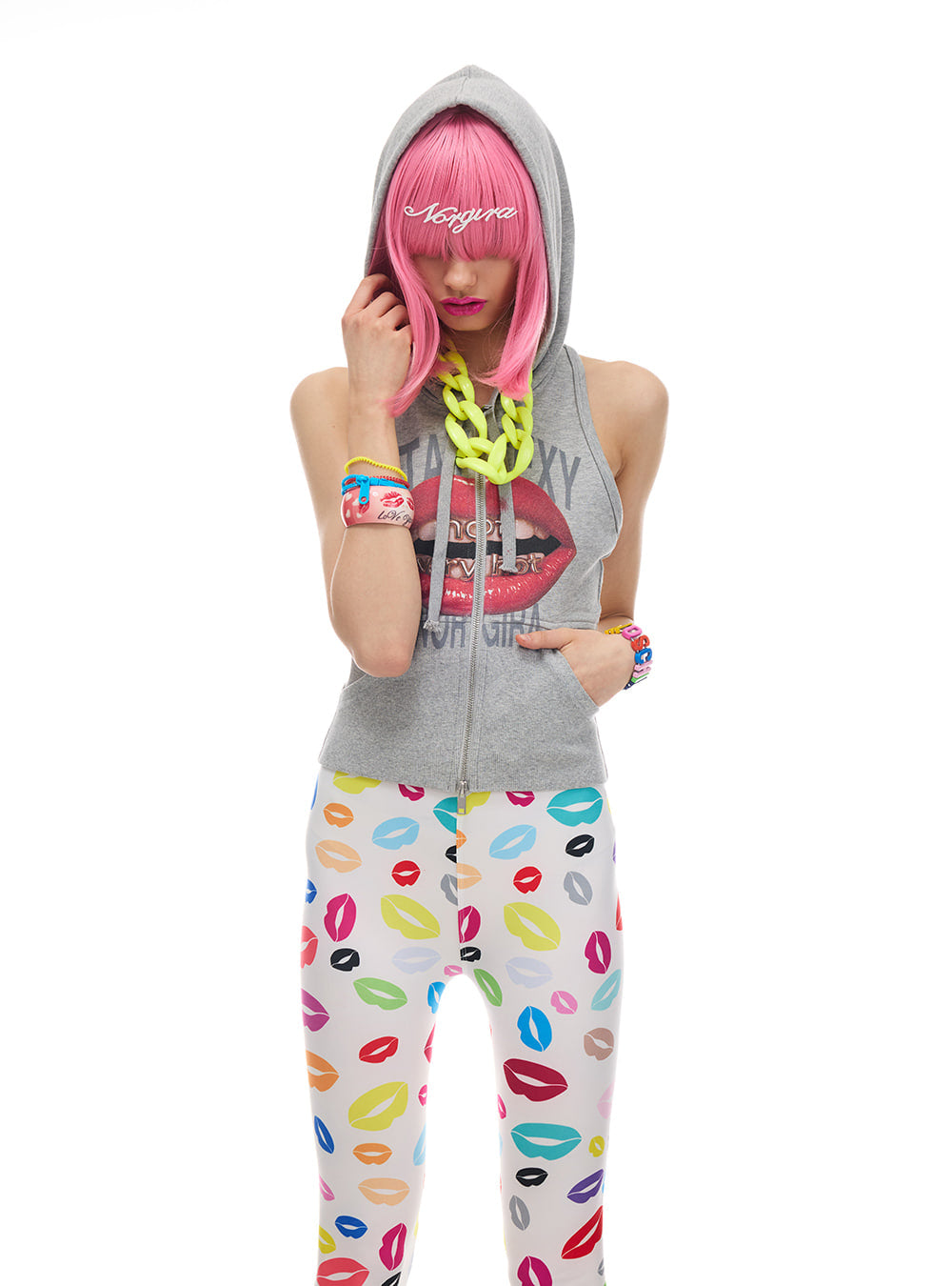 Gloss Bite Zip Hood Tank Top