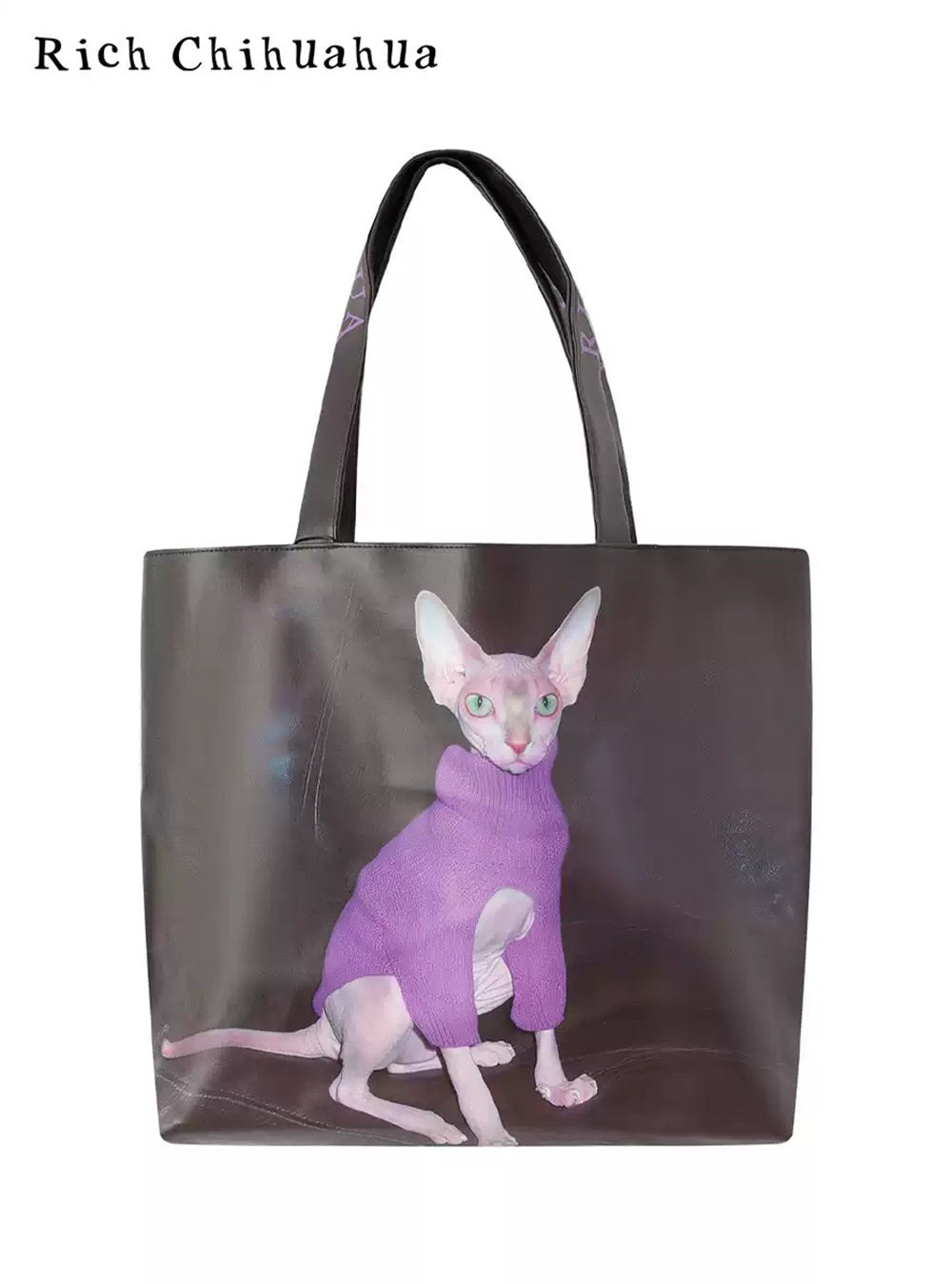 Dark Purple Cat Casual Tote Bag
