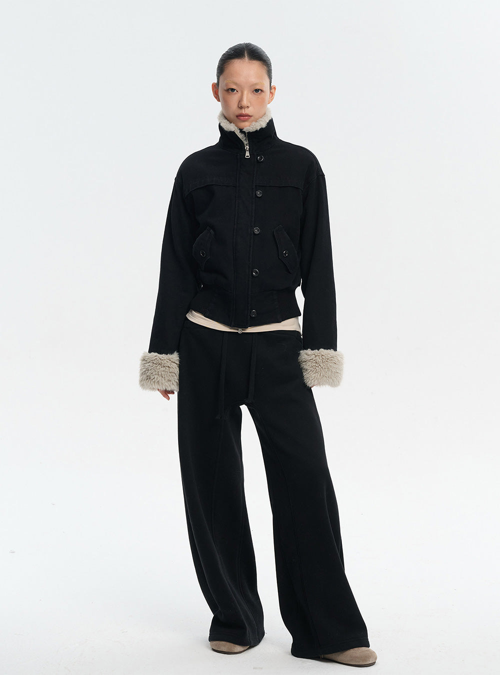 Stand Collar Plush Cotton Jacket