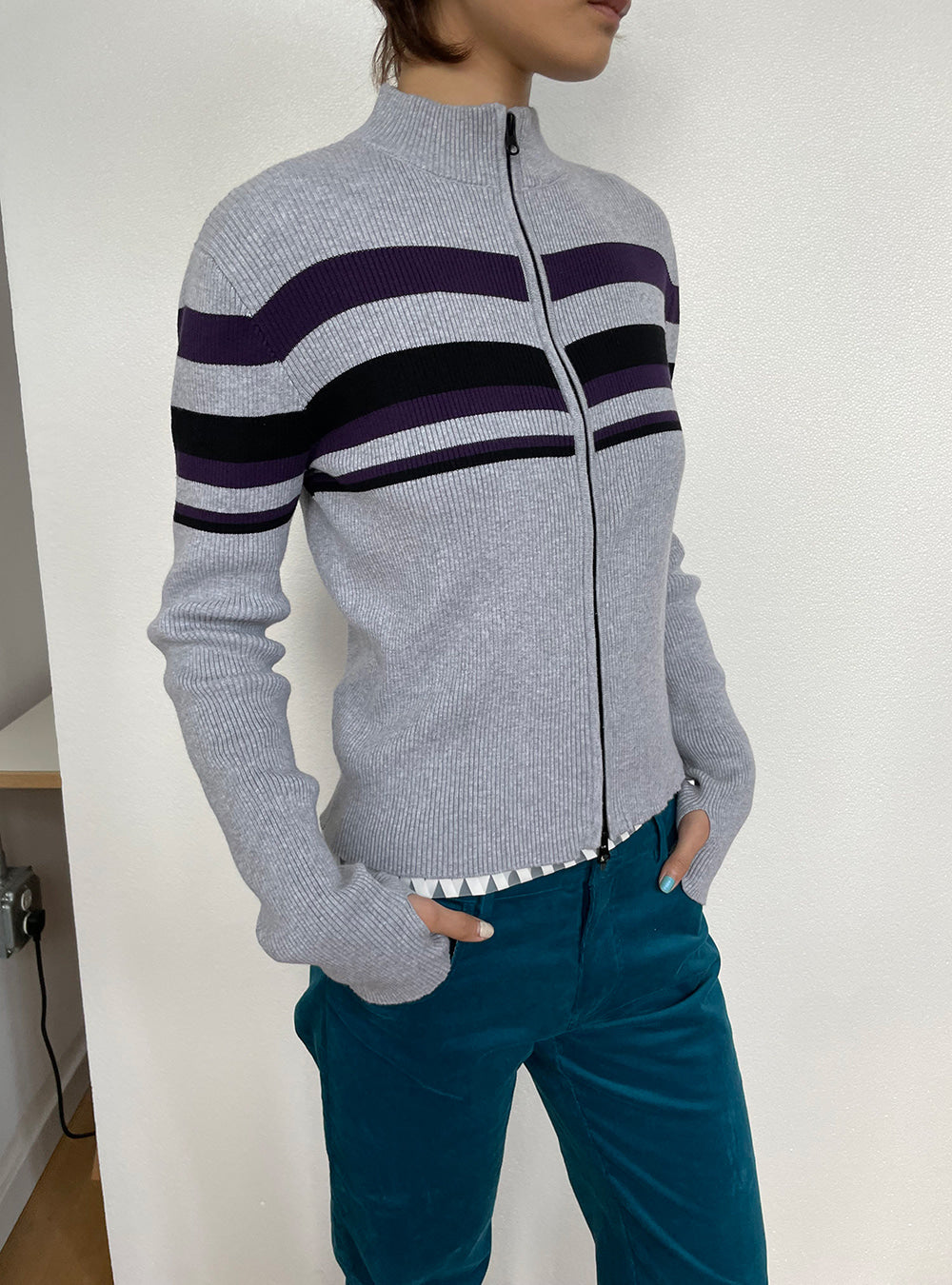 Stripe Loop Knit Cardigan