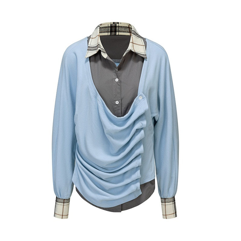 Soft Stretch Cotton Blend Casual Relaxed Mandarin Collar Unisex Blouses