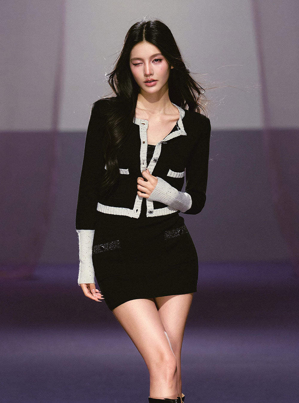 Sequin Knit Cropped Cardigan