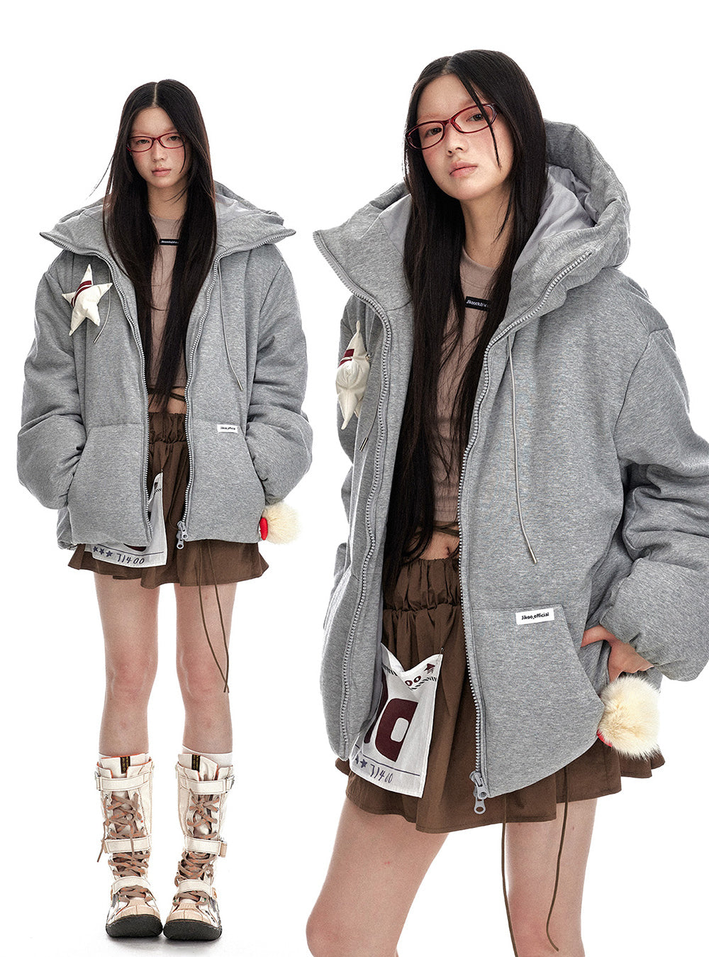Aviator Grey 90 White Duck Down Jacket