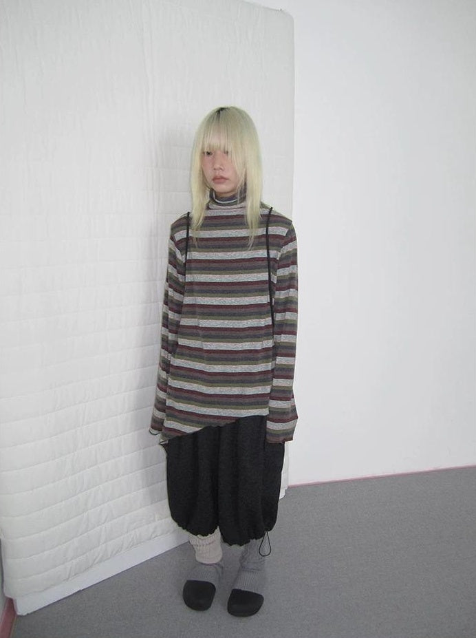 3months | HIGH NECK STRIPED TOP【ID:TN00052】