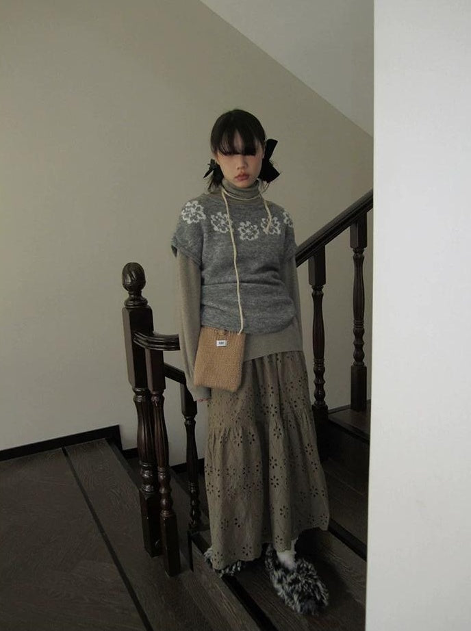 3months | VINTAGE GRAY KNIT SWEATER【ID:TN00044】