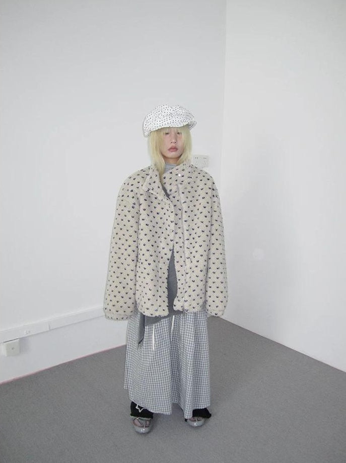 3months | POLKA DOT JACQUARD WOOL COAT【ID:TN00056】