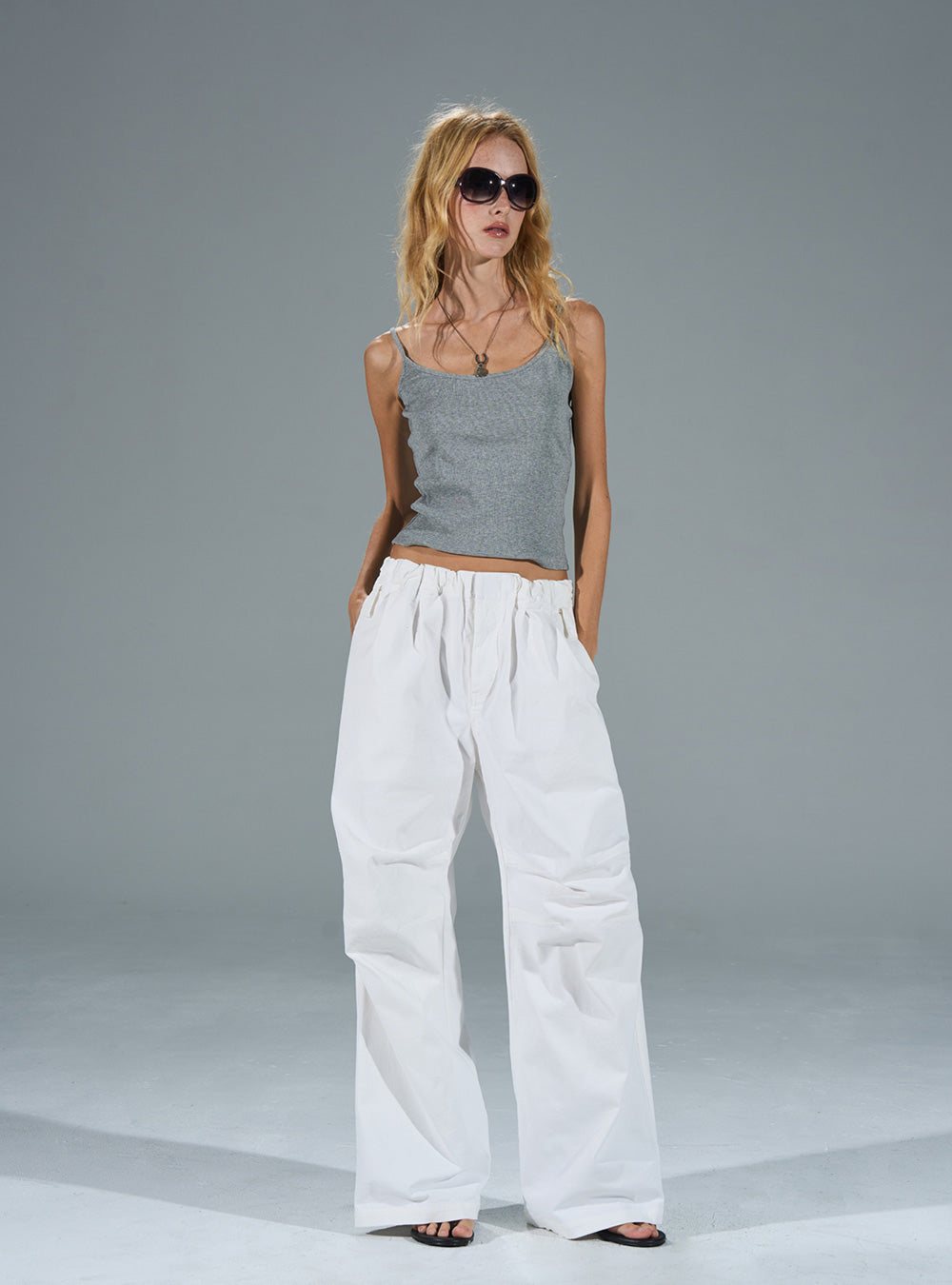 Cotton Dropped Straight Balloon Pants (2color)