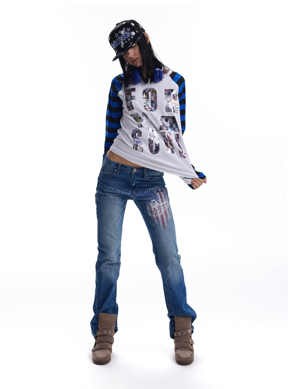 Metal Stripe Raglan Top (2color)