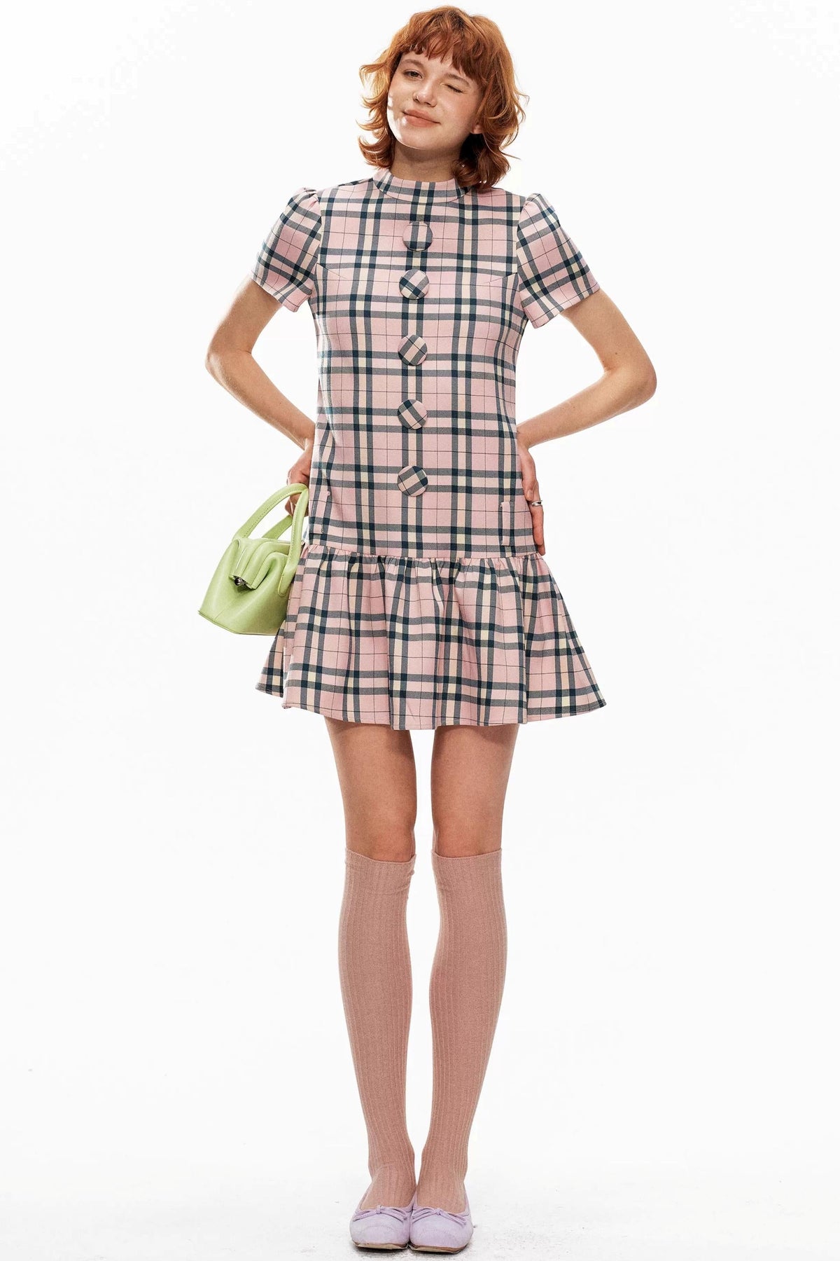 Pink Plaid A-Line Dress