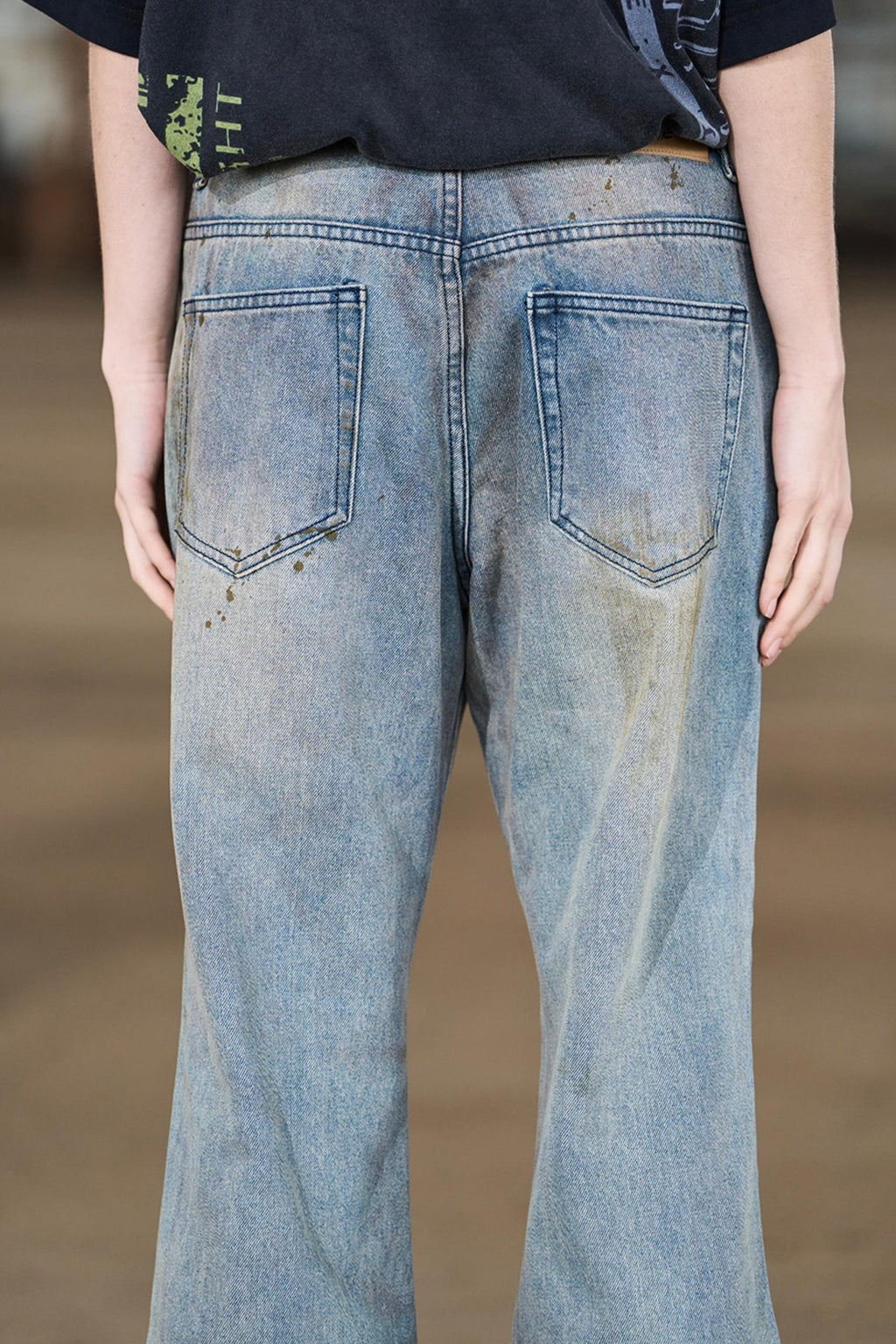 Aged Straight Leg Denim Pants