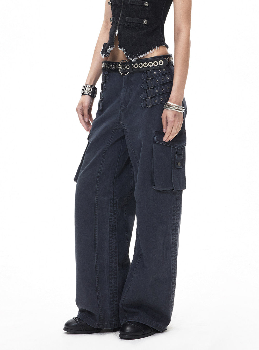Obsidian Strap Cargo Wide Pants
