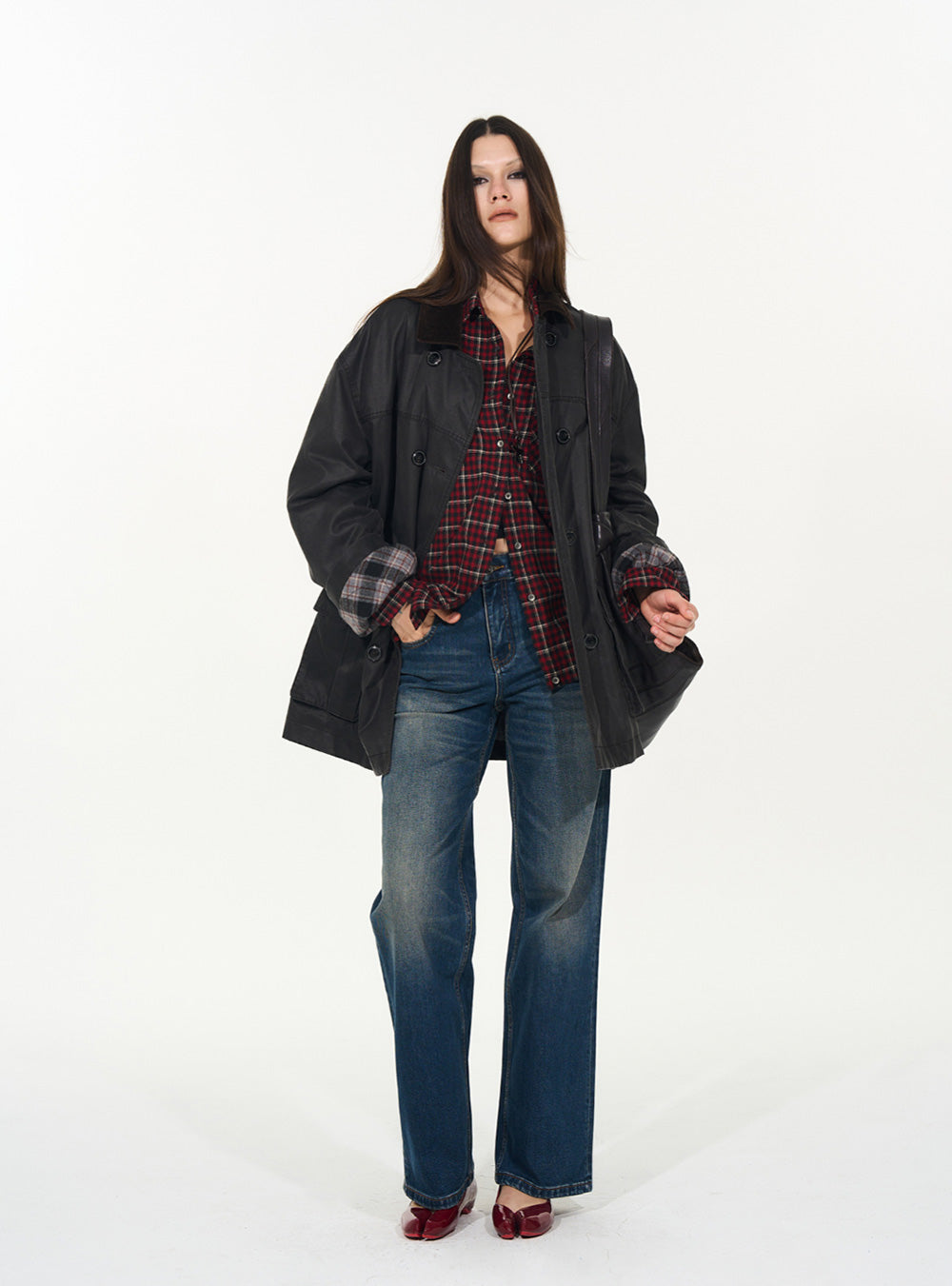 Black Wide Lapel Workwear Jacket