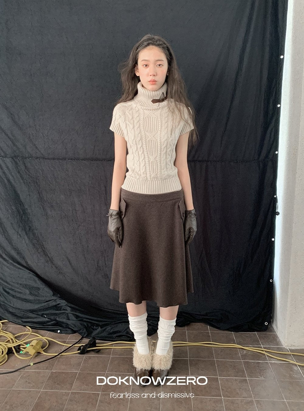 Chestnut Flap A-Line Skirt