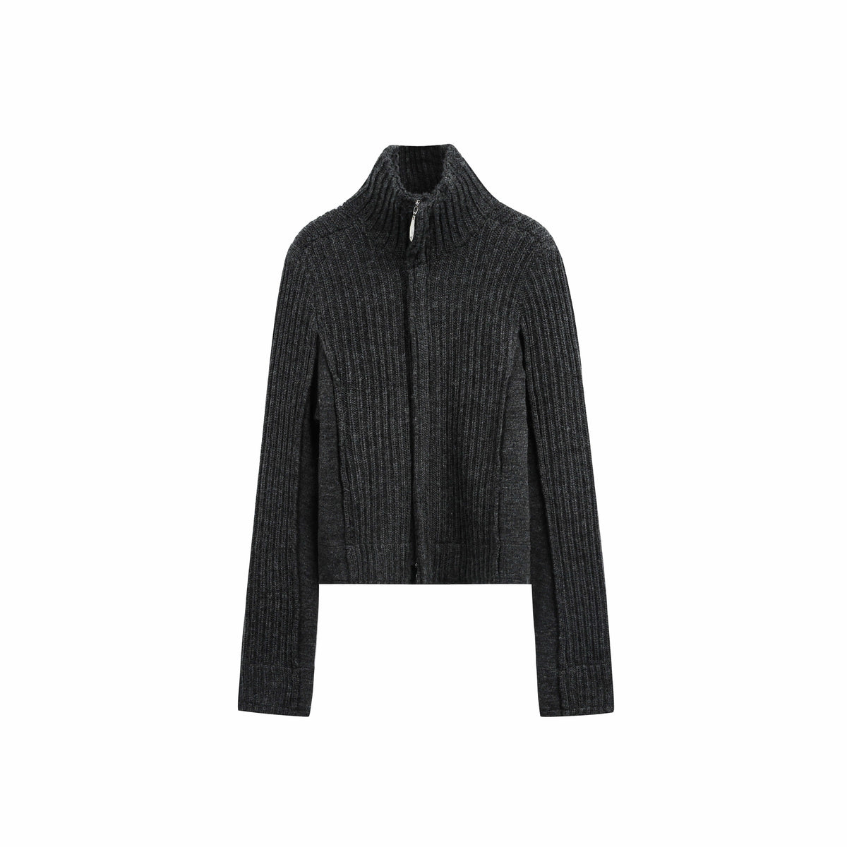 Dual Knit Patchwork Zip Sweater (2color)