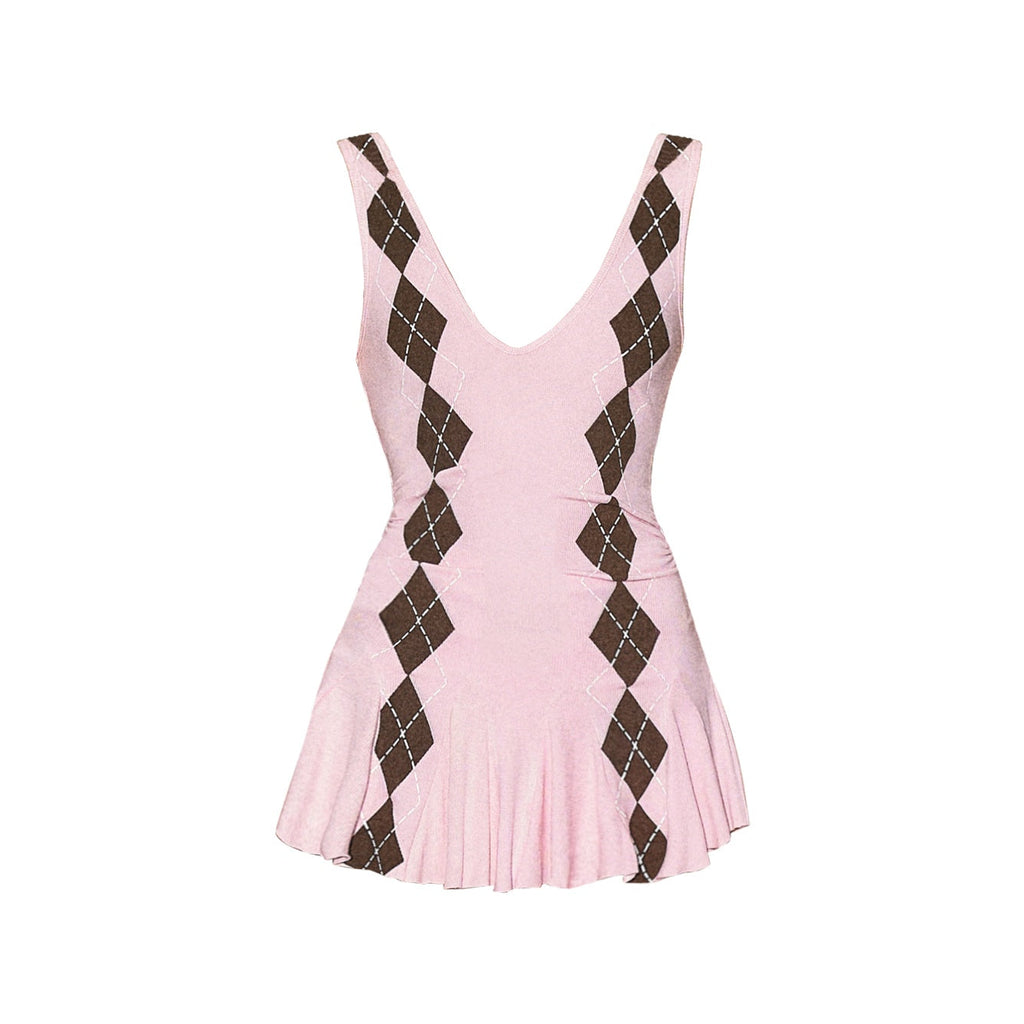 High Waist Printed A Line Sleeveless V-neck Casual Girls Strappy Mini Dresses