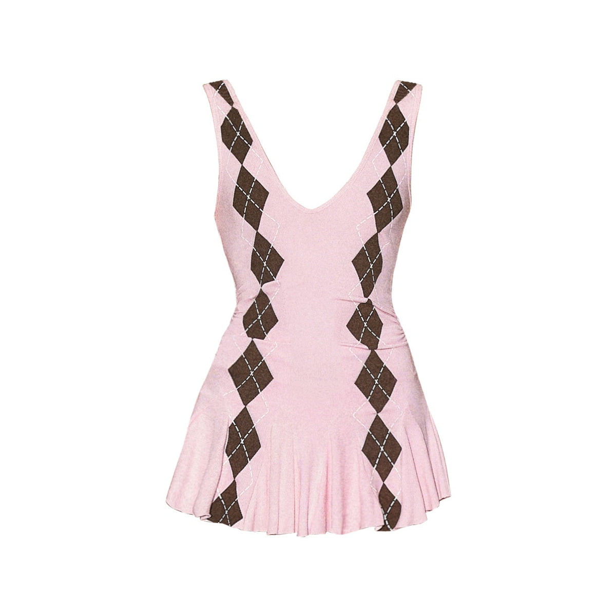 High Waist Printed A Line Sleeveless V-neck Casual Girls Strappy Mini Dresses