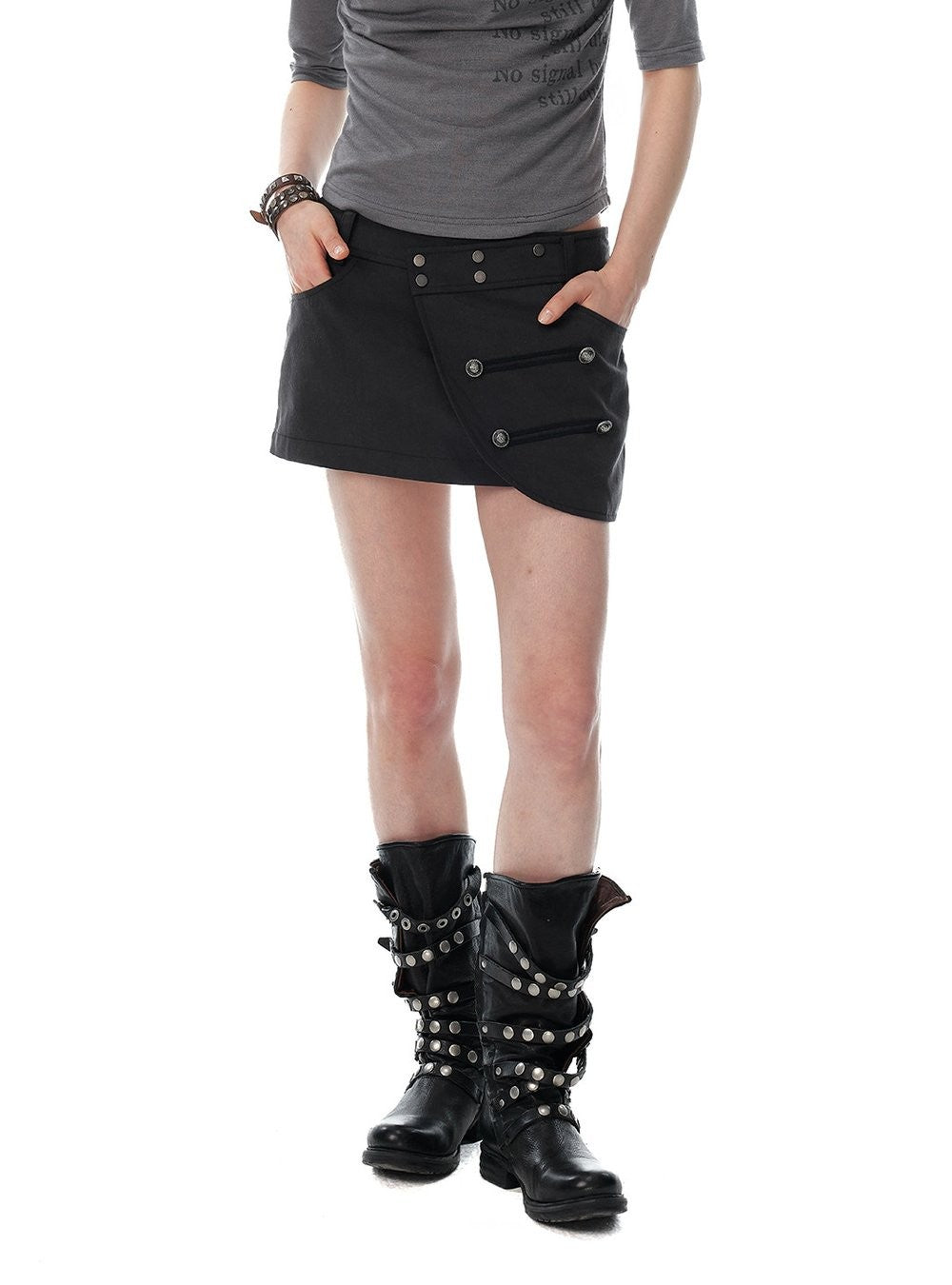 Asymmetry Stud Mini Skirt