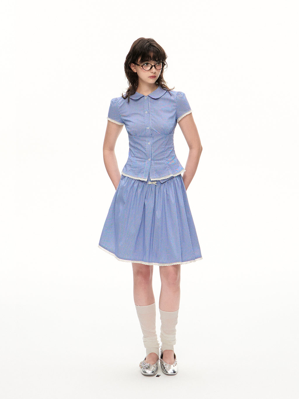 Romance Nanci Gingham Check Lace Shirt