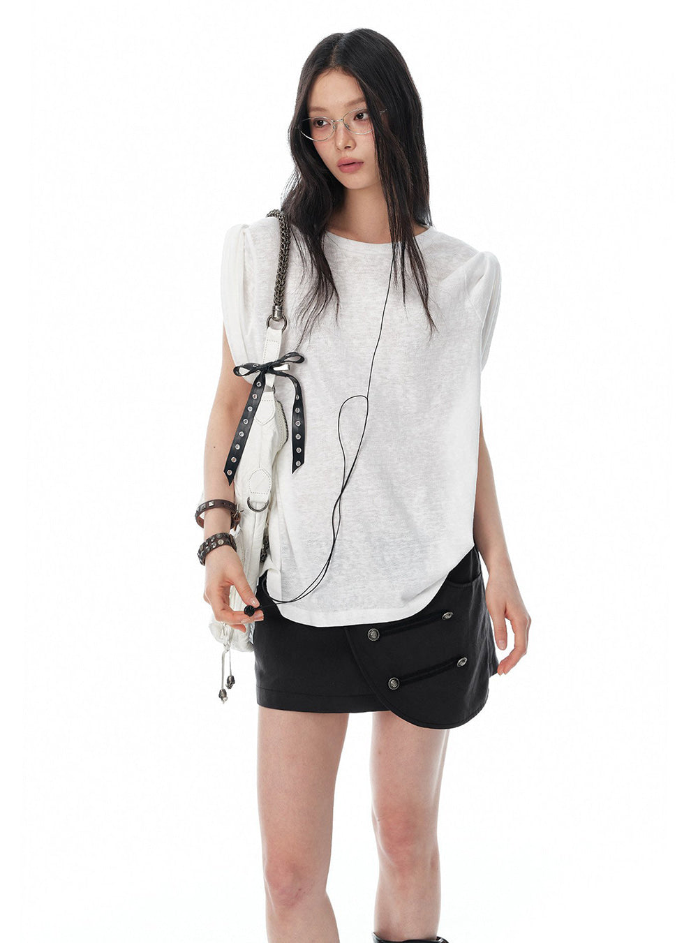 Bubble Texture Draped Top (2color)