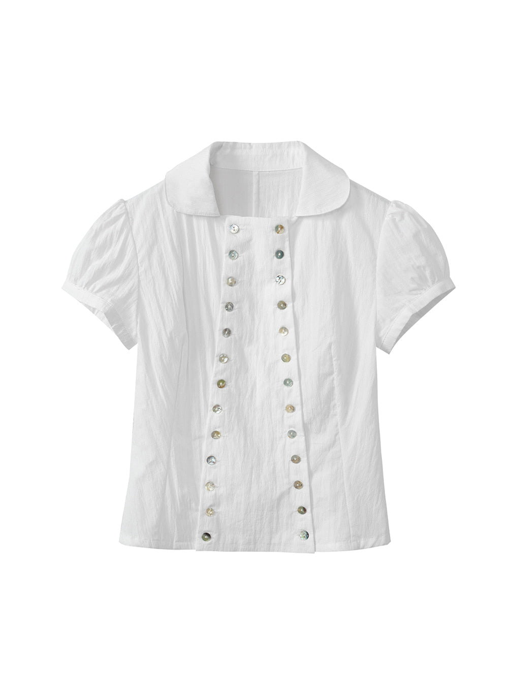 Regal Button Puff Sleeve Blouse (2color)