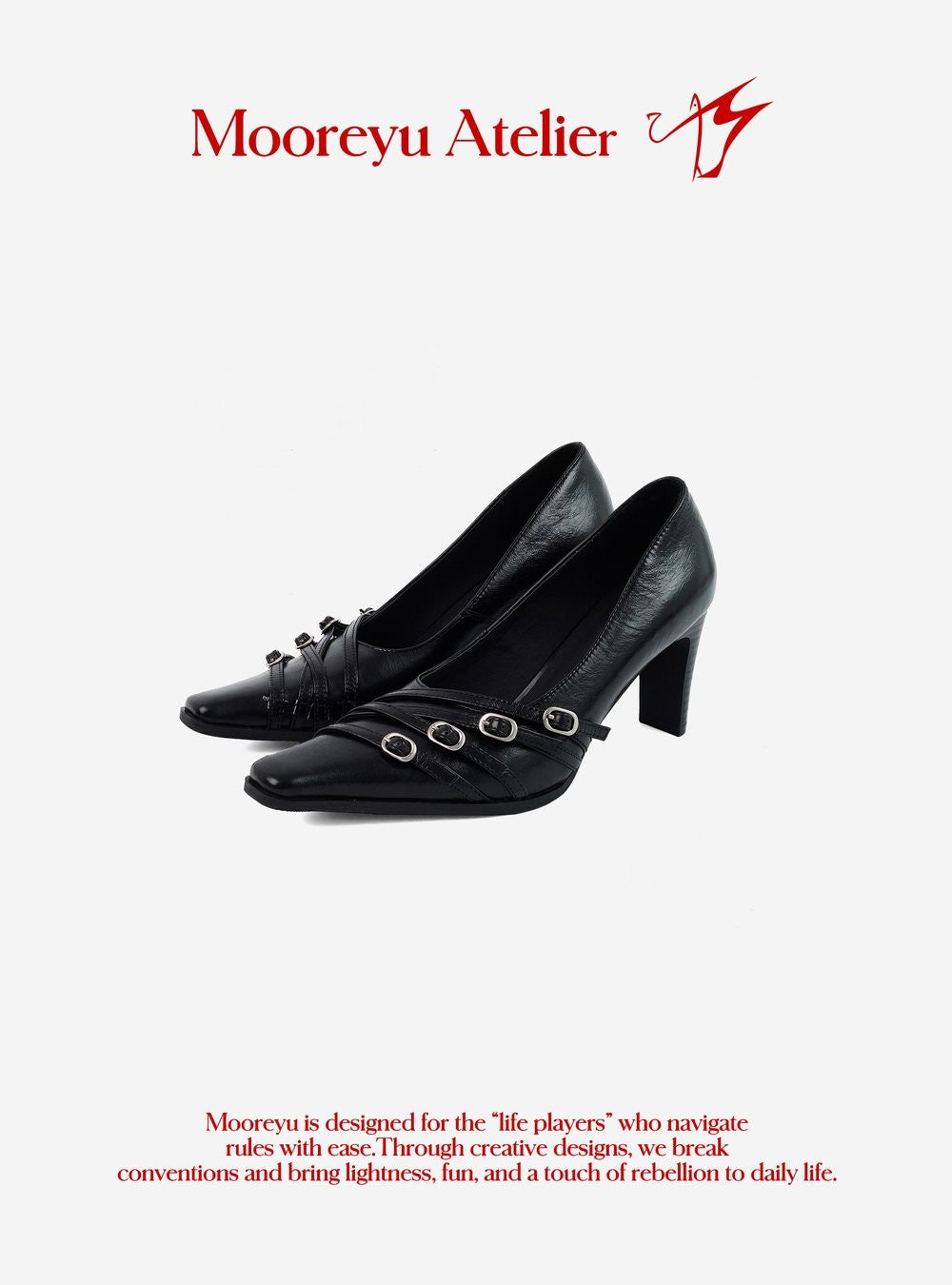 Buckled Waxed Leather Heels