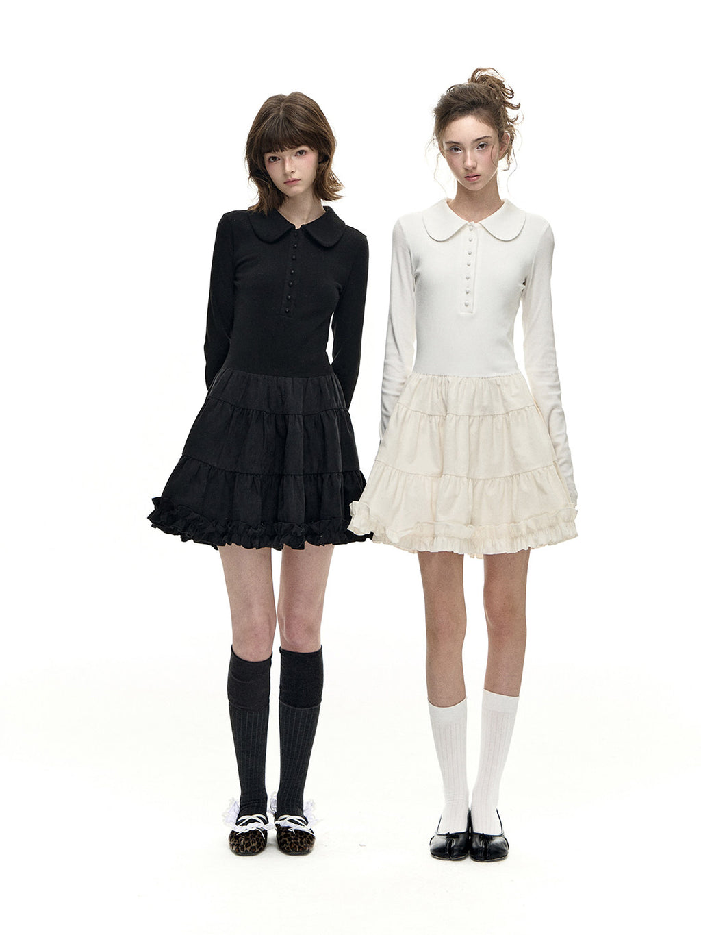 Romance Nanci Puff Polo Knit Layered One-Piece