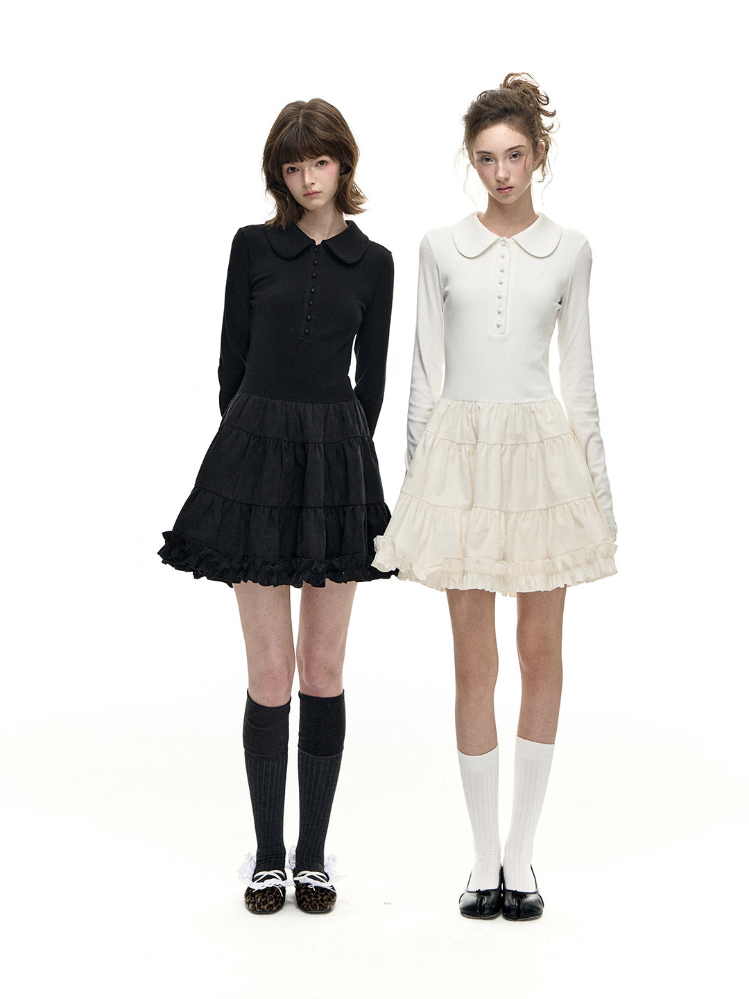 Romance Nanci Puff Polo Knit Layered One-Piece