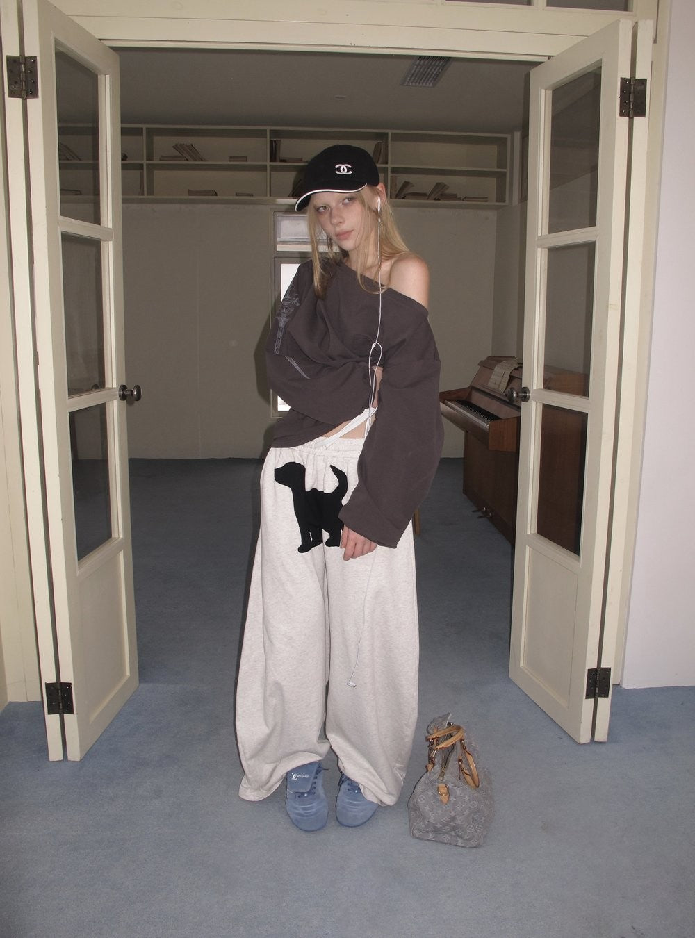 Wide Dog Applique Pants