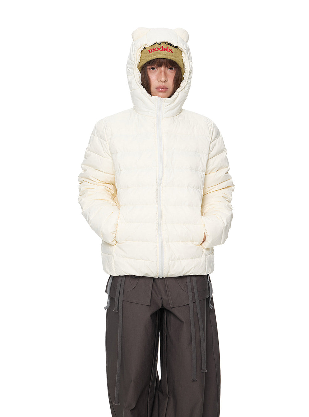 Winter Bear Ear Duck Down Hoodie Jacket(3color)