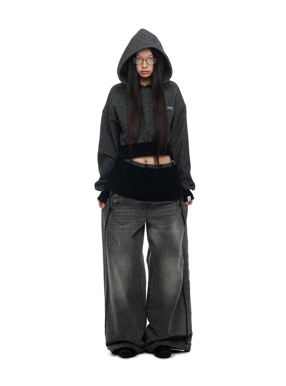 Charcoal Detachable 2-Way Hooded Sweatshirt
