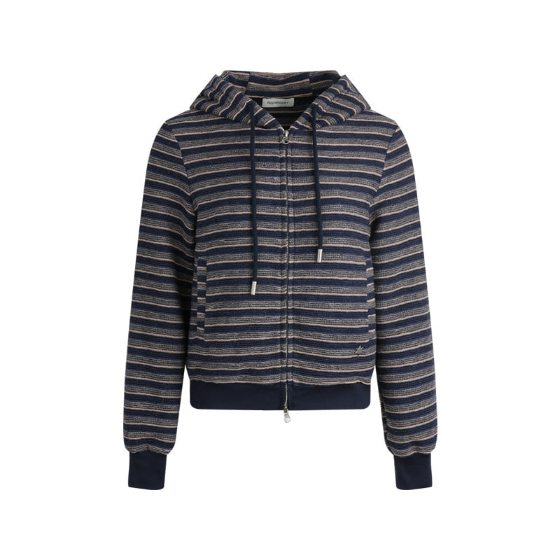Star Zip Crop Stripe Hoodie